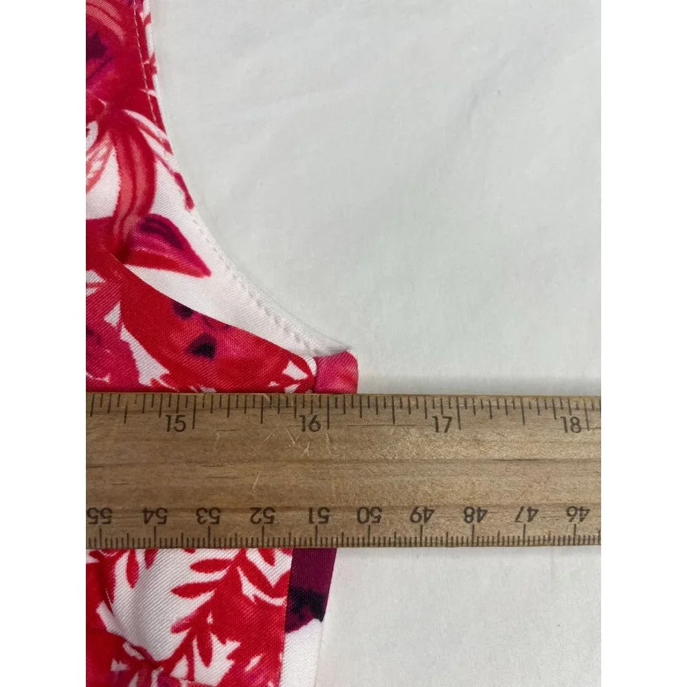 New Mario Serrani Floral‎ Print Sleeveless Dress size 4 Red/White